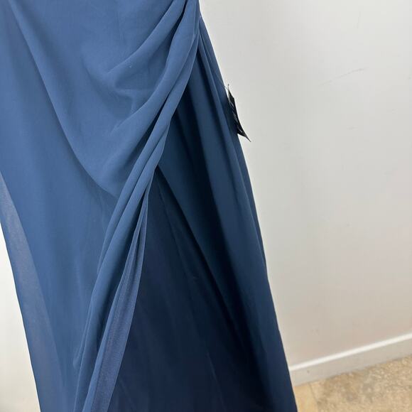 Lulus Glamorous Disposition Navy Ruched Maxi Dress Formal Evening Large NWT - Picture 7 of 12